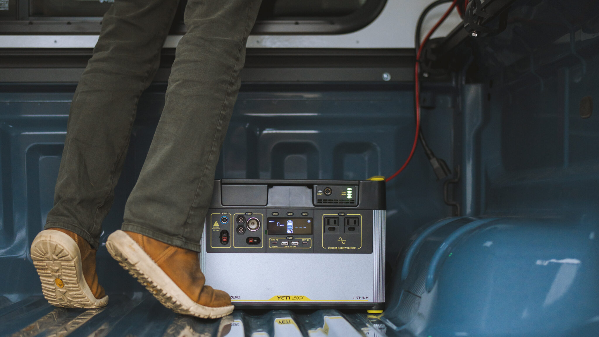 Goal Zero Yeti 1500x battery for heating and power in Hiatus Camper