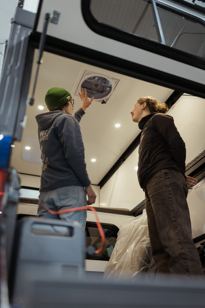 truck camper install day, giving a customer tour 